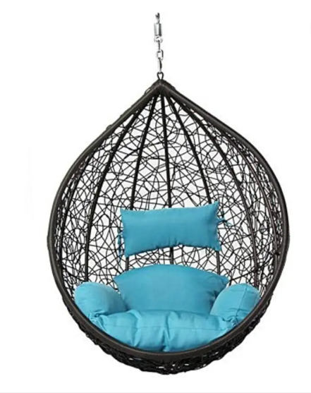 Flipkart Perfect Homes Studio Single Seater Swing Chair Without Stand for Patio Garden Outdoor Furniture Iron Hammock  (Blue, Brown, DIY(Do-It-Yourself))