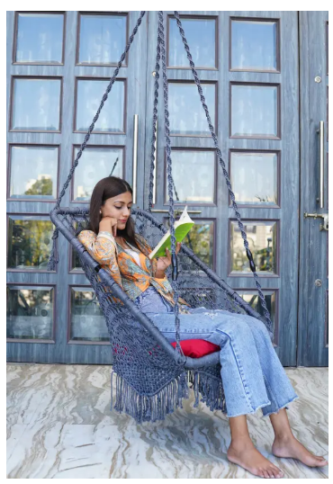 Patiofy Premium Rectangular Swing Chair for Adults & Kids, Swing for Adults Outdoor Polyester Hammock  (Grey, DIY(Do-It-Yourself))