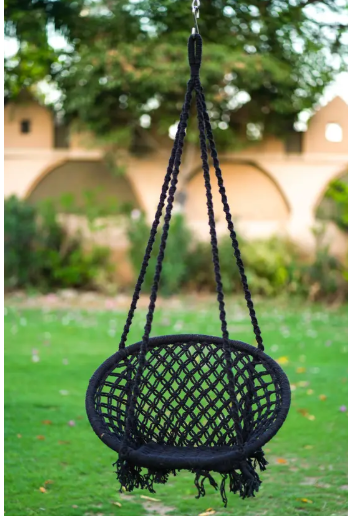Patiofy Wooden Swing Chair/ Jhula Indoor/ Swing for Home/Swing for Adults Outdoor Wooden Cotton Large Swing  (Black, DIY(Do-It-Yourself))