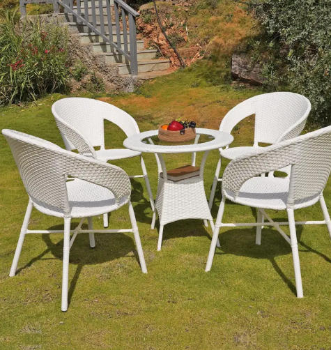 Wooden Street Metal Table & Chair Set  (Finish Color - White, Pre-assembled)