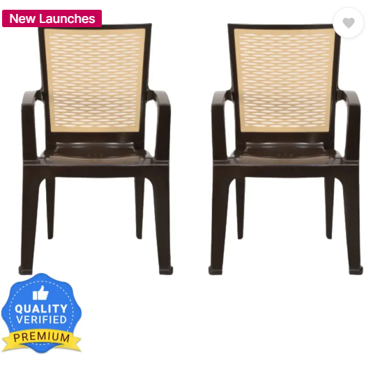 Nilkamal Mid Back Chair with Arm CHR2226 Home,Office, Garden,Restaurants,Indoor, Outdoor Plastic Cafeteria Chair  (Brown, Set of 2, Pre-assembled)