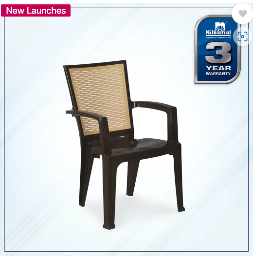 Nilkamal Mid Back Chair with Arm CHR2226 Home,Office, Garden,Restaurants,Indoor, Outdoor Plastic Cafeteria Chair  (Brown, Set of 2, Pre-assembled)