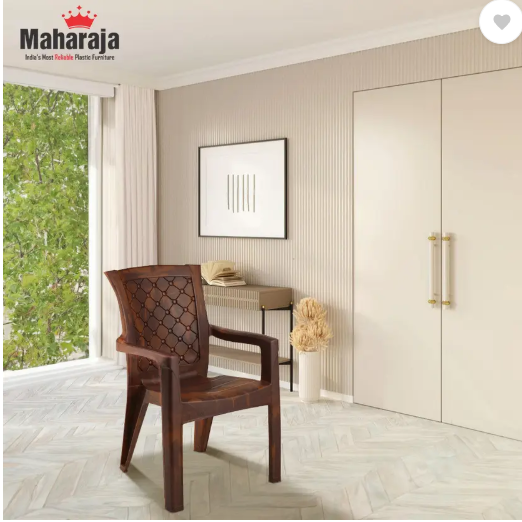 MAHARAJA Dabang 201 for Home,Office | Comfortable, ArmRest | Bearing Capacity upto 200Kg Plastic Outdoor Chair  (Teakwood, Set of 4, Pre-assembled)