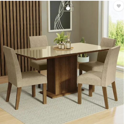 Madesa Dining Room Set Glass Avril Engineered Wood 4 Seater Dining Set  (Finish Color -Rustic, Knock Down)