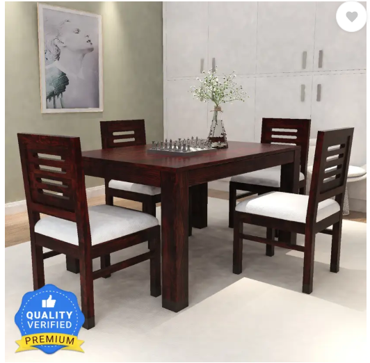 Allie Wood Sheesham ( Rosewood ) Solid Wood 4 Seater Dining Set  (Finish Color -Walnut, DIY(Do-It-Yourself))