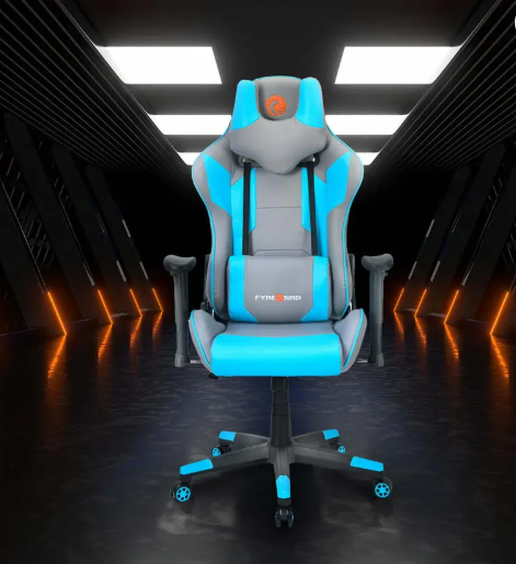 Fyrebird by Nilkamal Athena Ergonomic Gaming Chair with Adjustable Seat | Arms | Headrest Gaming Chair  (Blue)