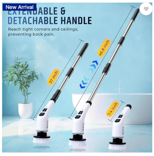 FLUDDER 9 in 1 Electric Spin Scrubber,Cleaning Brush Scrubber for Home,Replaceable Heads Sponge Wet and Dry Brush  (Black)