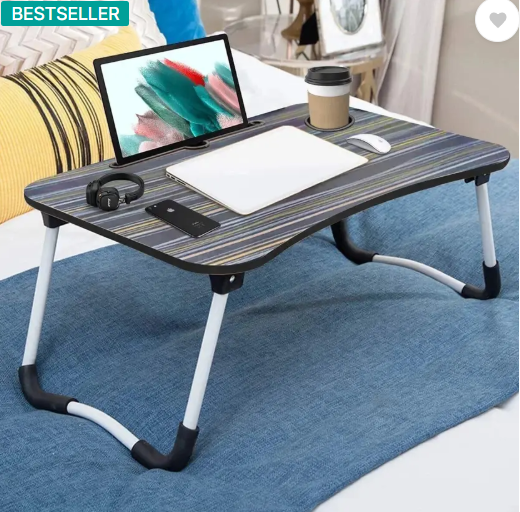 MITHILA Foldable multipurpose Table Wood Portable Laptop Table  (Finish Color - BLACK, Pre Assembled)