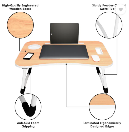 Story@home LT4001 Wood Portable Laptop Table  (Finish Color - Walnut, Pre Assembled)
