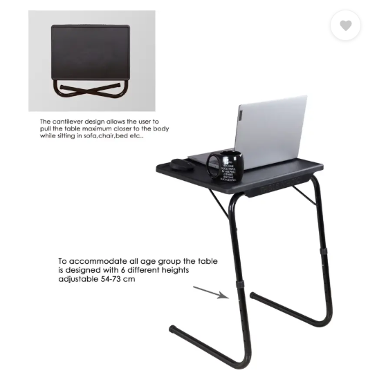 TABLE MAGIC Multipurpose Regular Midnight Black Metal Portable Laptop Table  (Finish Color - Midnight Black, DIY(Do-It-Yourself))