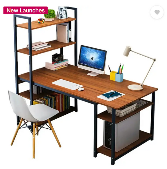 TEKAVO Computer office table study table for home students office work, 1 year warranty Engineered Wood Office Table  (Free Standing, Finish Color - Brown, Optional Installation Available)
