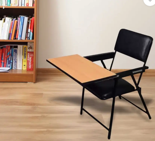 Spacecrafts Fabric Study Folding Chair  (Black, Optional Installation Available)