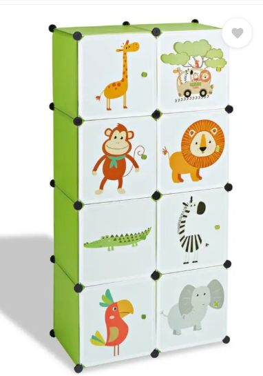Sasimo 8-Door 8-Shelf Plastic Carbon Steel Collapsible Wardrobe  (Finish Color - White,Green, DIY(Do-It-Yourself))