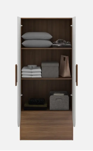 A GLOBIA CREATIONS Briza Engineered Wood 2 Door Wardrobe  (Finish Color - Exotic Teak, Knock Down)