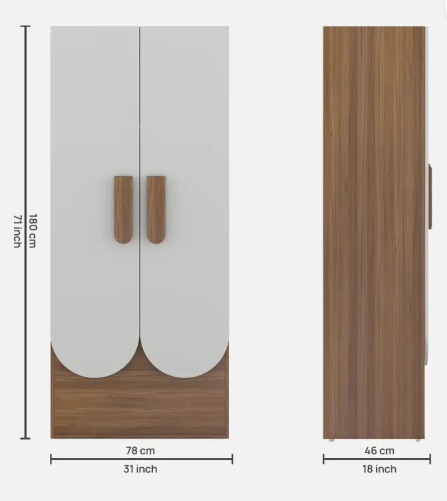 A GLOBIA CREATIONS Briza Engineered Wood 2 Door Wardrobe  (Finish Color - Exotic Teak, Knock Down)