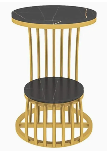 Unique Arts Shoppee Metallic Masterpieces: The Elegance of Metal Tables" End Table For Living Room Metal Side Table  (Finish Color - Golden & Black, Pre-assembled)
