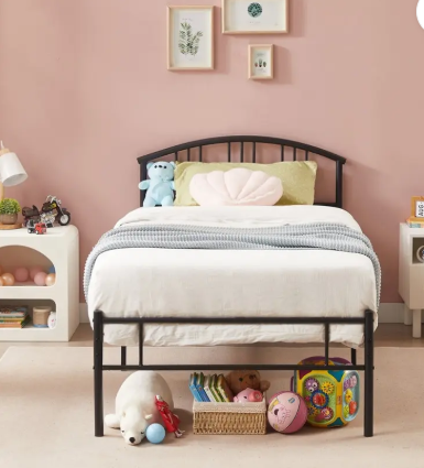 Vibrant Interior MOREHOUSE (6x3) Metal Single Bed  (Finish Color - BLACK, Delivery Condition - Knock Down)