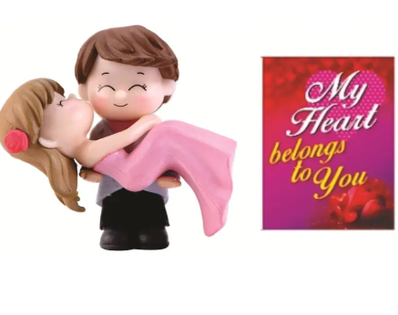 Chocozone Couple Hug Resin Showpiece Couple Miniatures Romantic Gifts for Girlfriend Decorative Showpiece - 5.5 cm  (Polyresin, Multicolor)
