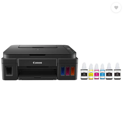 Canon PIXMA MegaTank/Ink Efficient G2012 Multi-function Color Ink Tank Printer (Color Page Cost: 0.32 Rs. | Black Page Cost: 0.09 Rs.) with 2 additional Black  (6 Ink Bottles Included)