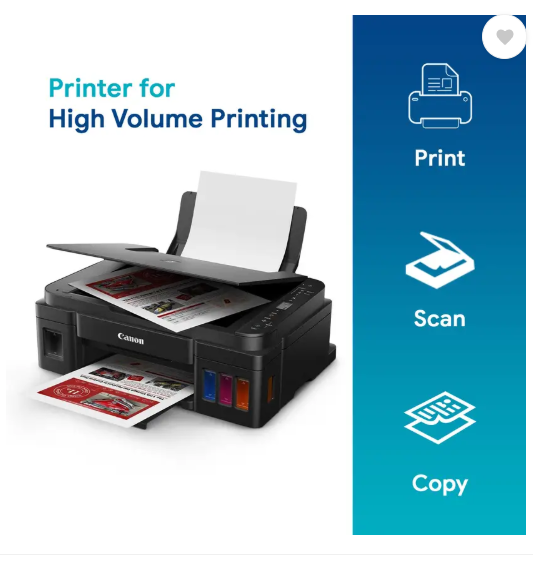 Canon PIXMA MegaTank/Ink Efficient G2012 Multi-function Color Ink Tank Printer (Color Page Cost: 0.32 Rs. | Black Page Cost: 0.09 Rs.) with 2 additional Black  (6 Ink Bottles Included)