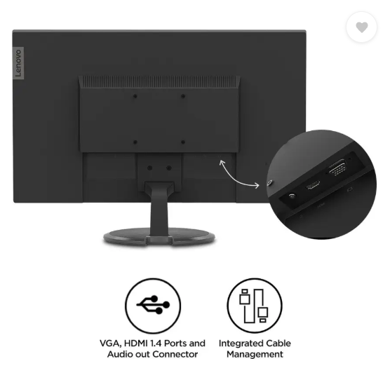 Lenovo 68.58 cm (27 inch) Full HD VA Panel with TUV Eye Care Monitor (D27-40/D27-30)  (Response Time: 4 ms, 75 Hz Refresh Rate)