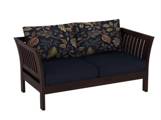 Ratandhara Furniture Solid sheesham Wooden 2 Seater Sofa for Living Room & Office | Fabric 2 Seater Sofa  (Finish Color - Walnut Finish3, DIY(Do-It-Yourself))