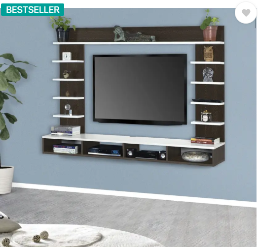 RADHACRAFT Engineered Wood TV Entertainment Unit  (Finish Color - Brown / White, DIY(Do-It-Yourself))