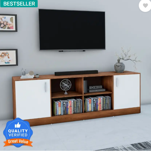 Flipkart Perfect Homes Kamet Engineered Wood TV Entertainment Unit  (Finish Color - Walnut & White, Knock Down)
