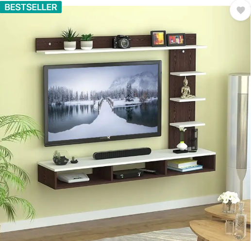 SNQ Engineered Wood Wall Mount TV Unit/TV Stand/TV Cabinet Engineered Wood TV Entertainment Unit  (Finish Color - Wenge & White, DIY(Do-It-Yourself))