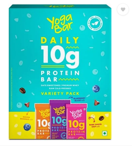 Yogabar 10 g Protein Bar Variety Pack, Gluten-Free, Healthy Snacks(Pack of 18) Protein Bars  (900 g, Assorted)