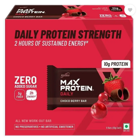 RiteBite Max Protein Daily Choco Berry 10g Protein Bars with 5g Fiber, 0 Added Sgar Protein Bars  (300 g, Choco Berry)