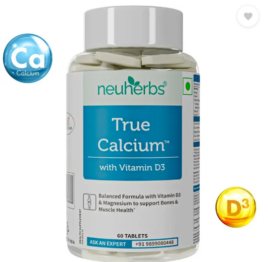 Neuherbs True Calcium Supplement For Men & Women With Vitamin D3, Magnesium, Bone Health  (60 Tablets)