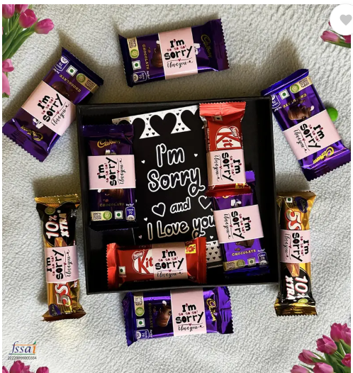 OddClick chocolate gift combo I am sorry I Love You gift pack gift box Paper Gift Box  (Multicolor)
