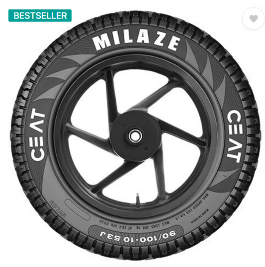 CEAT 105918 Milaze TL 53J SW 90/100-10 Front & Rear Two Wheeler Tyre  (Street, Tube Less)