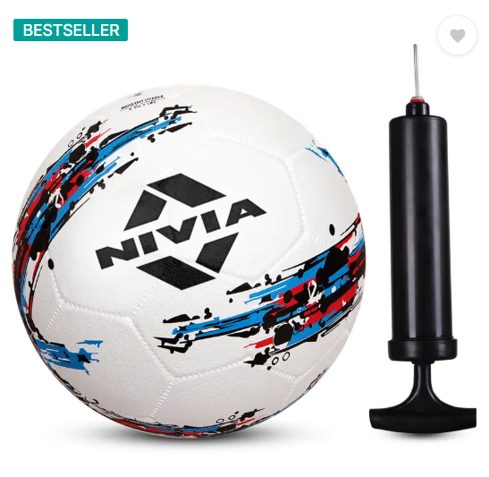 NIVIA Storm with Pump Football - Size: 5  (Standard, Pack of 1, White, Black)