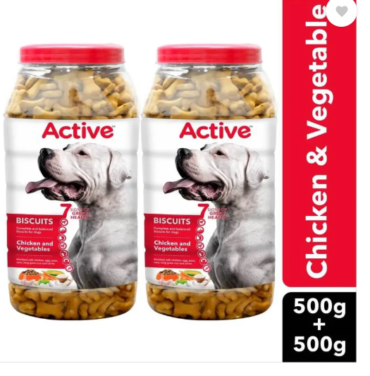 Active Treat Biscuits Buy 1 get 1 (2x500g) Real Chicken Dog Treat  (1000 g, Pack of 2)