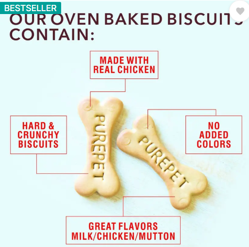 purepet Biscuits Real chicken Milk Dog Chew  (0.455 kg, Pack of 1)