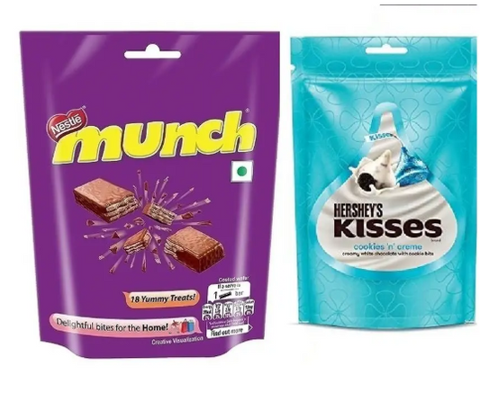 NESTLE Munch Chocolate & Kisses Cookies N Creme Bars  (2 x 98 g)