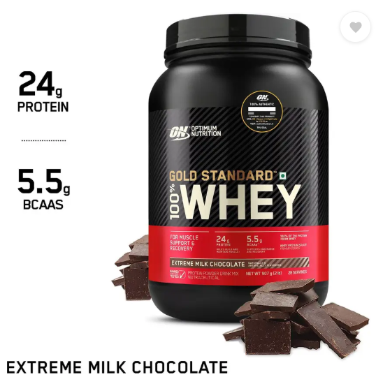 Optimum Nutrition (ON) Gold Standard 100% Protein Powder - Primary Source Isolate Whey Protein  (907 g, Extreme Milk Chocolate)