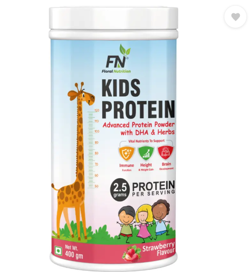 Floral Nutrition Kids Protein Powder with DHA,Vitamin-D for Growth,Immunity, Active & Strong Kid Nutrition Drink  (400 g, Strawberry Flavored)
