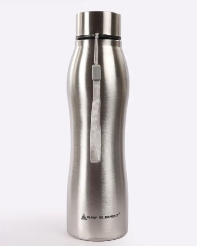 Raw Element Stainless Steel Bottle for School, Office & Travel 1000 ml Water Bottle  (Set of 1, Silver)