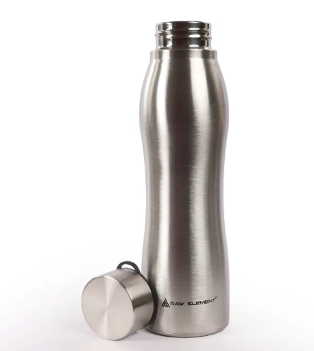 Raw Element Stainless Steel Bottle for School, Office & Travel 1000 ml Water Bottle  (Set of 1, Silver)