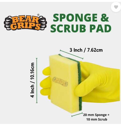 Bear Grips Sponge Scrub pad for Kitchen Scratch proof Scrubber for Dish wash Scrub Sponge  (Regular, Pack of 9)