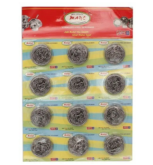 MARC Cleaning Products Stainless Steel Washing Scrub Pack of 12 Scrub Pad  (Regular, Pack of 12)