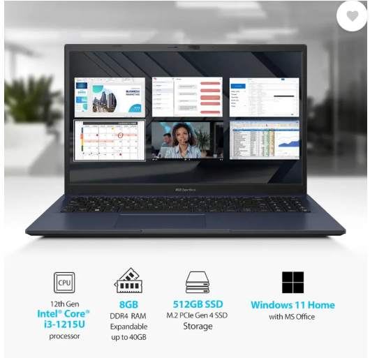 ASUS ExpertBook B15 Intel Core i3 12th Gen 1215U - (8 GB/512 GB SSD/Windows 11 Home) B1502CBA-NJ1090WS Thin and Light Laptop  (15.6 Inch, Star Black, 1.69 Kg, With MS Office)