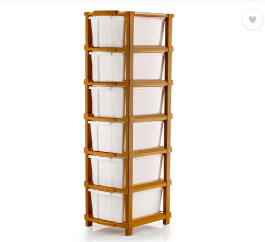 J K INTERNATIONAL 6 Compartments Plastic Multipurpose Drawer, Storage Organizer Home  (White)