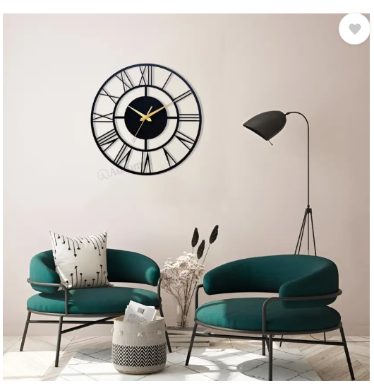 Auromin Analog 40 cm X 40 cm Wall Clock  (Black, Without Glass, Standard)
