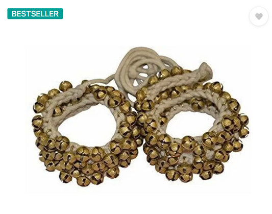 UAPAN Ghungroo (50 + 50) White Cotton String (1.6 cms) for Kathak, Odissi, Bharatanatyam  (100 Bells)