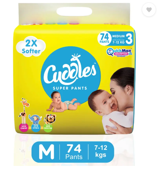 Cuddles - Super Pants Style Diaper - M  (74 Pieces)