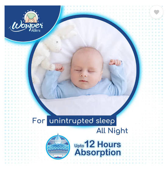 Wowper Fresh Baby Diaper Pants | Medium | 7-12 Kgs | Wetness Indicator - M  (72 Pieces)